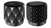 Holz Polsterhocker Black Beauty 2er Set