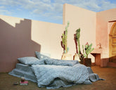 100% Bio-BW Perkal — Marrakech ecru/midnight blue