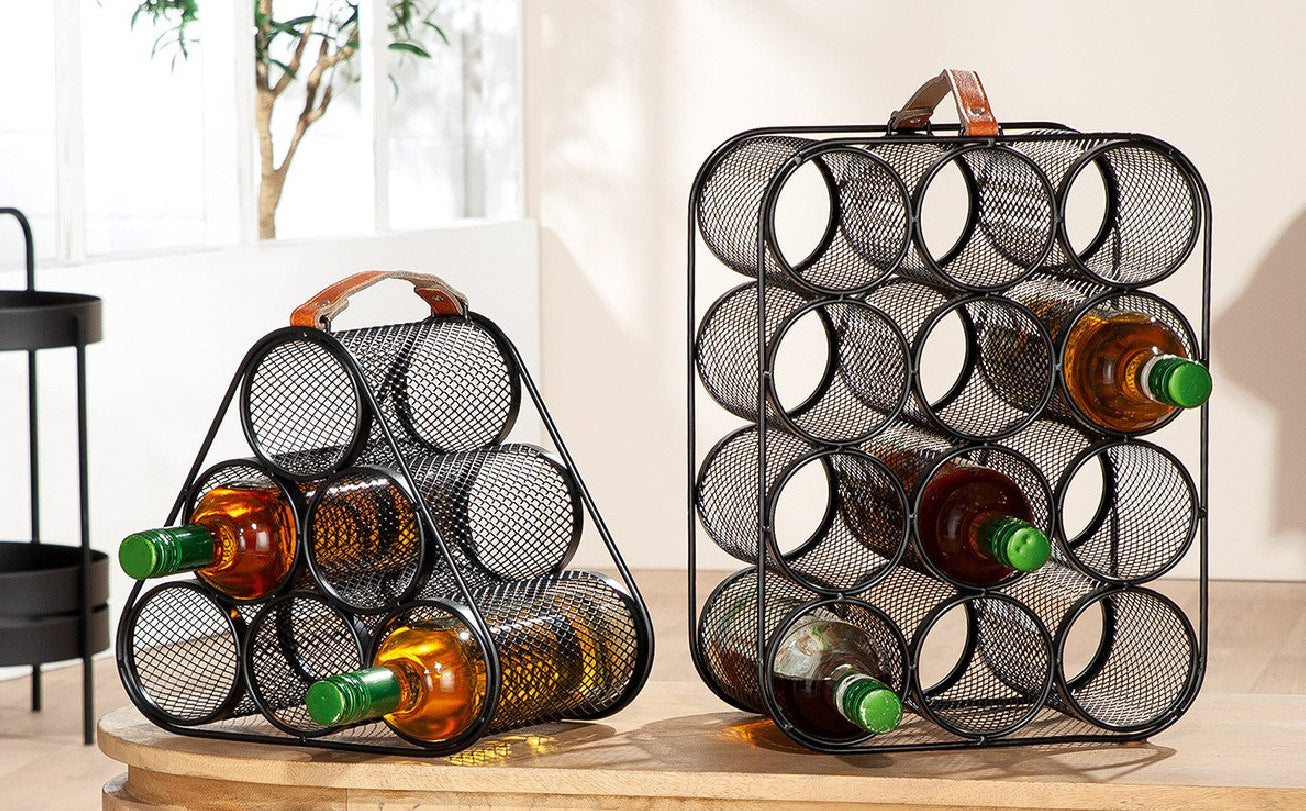 Weinregal Retro Industrial – Metall Schwarz & Braun, 2 Grössen