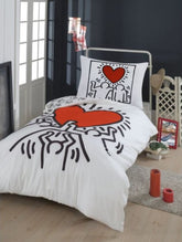 Satin Bettwäsche Keith Haring Love