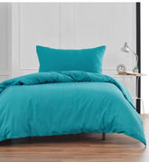 Seersucker Bedding Set Turquoise Uni