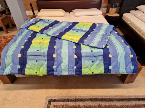 Ganzjahres Steppdecke Blau und Orange