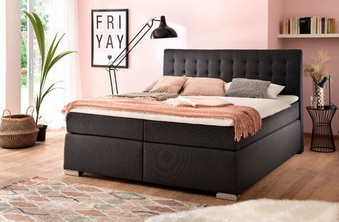 Boxspringbett mit verdeckten Bettkasten Leandra Sawana Kopfteil Kapituniert