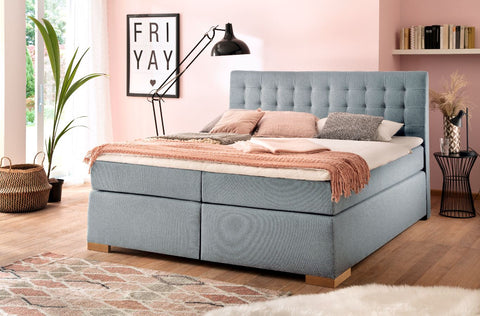 Boxspringbett mit verdeckten Bettkasten Leandra Sawana Kopfteil Kapituniert