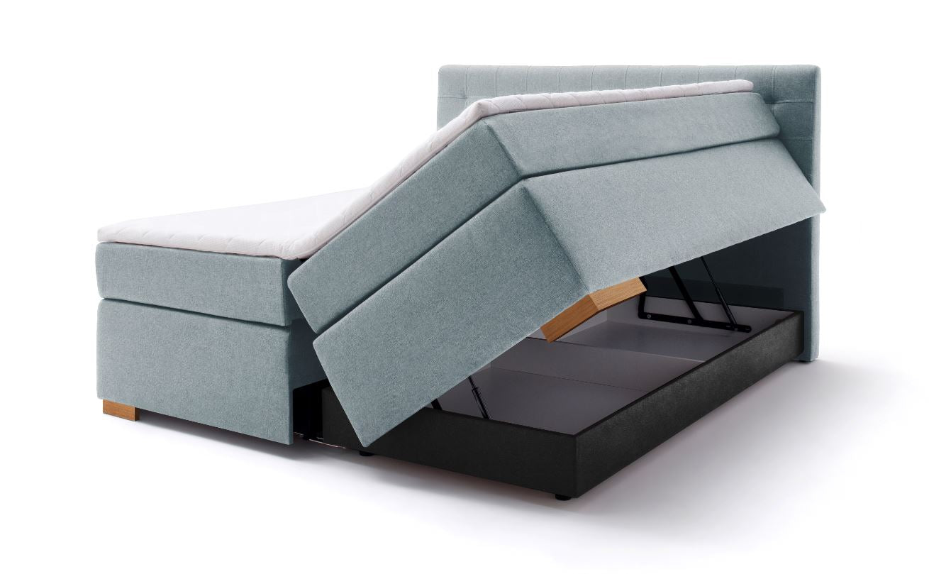 Boxspringbett mit verdeckten Bettkasten Leandra Sawana Kopfteil Kapituniert