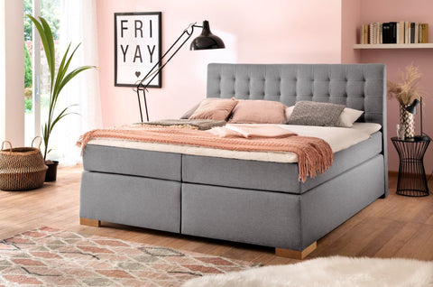 Boxspringbett mit verdeckten Bettkasten Leandra Sawana Kopfteil Kapituniert