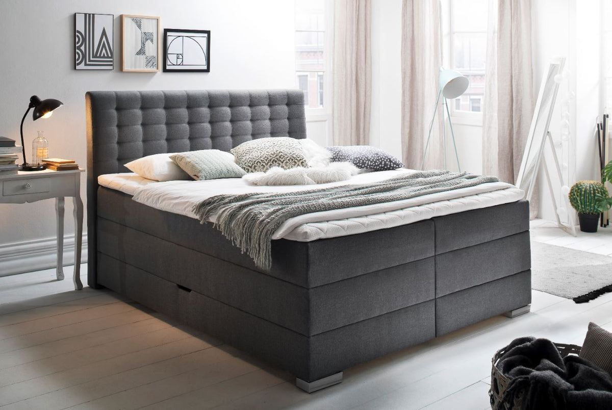 Boxspringbett mit Bettkasten Leandra Hugo Kopfteil Kapituniert