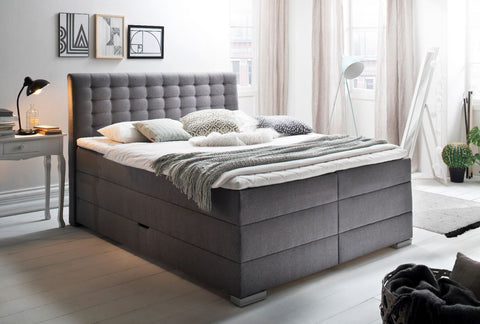Boxspringbett mit Bettkasten Leandra Hugo Kopfteil Kapituniert