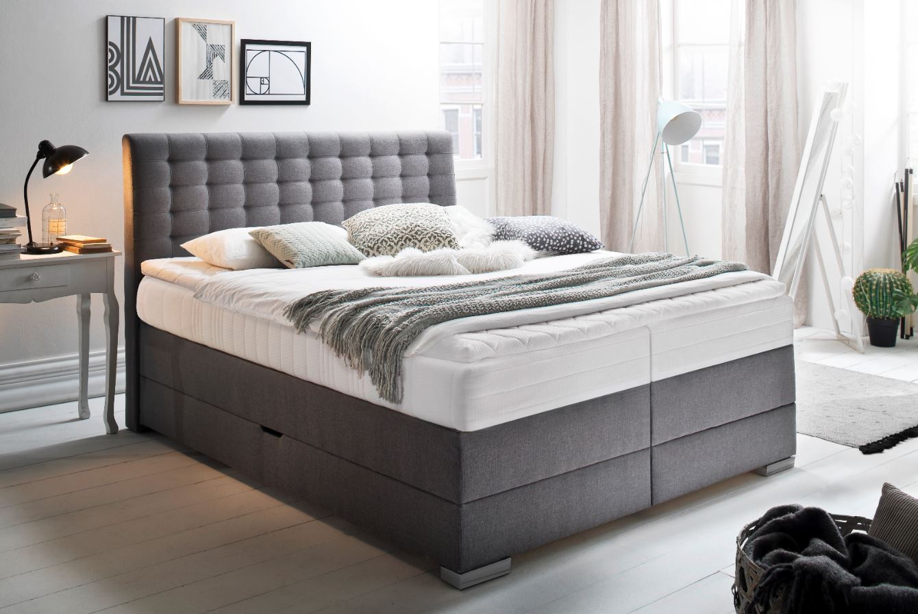 Boxspringbett mit Bettkasten Leandra Hugo Kopfteil Kapituniert