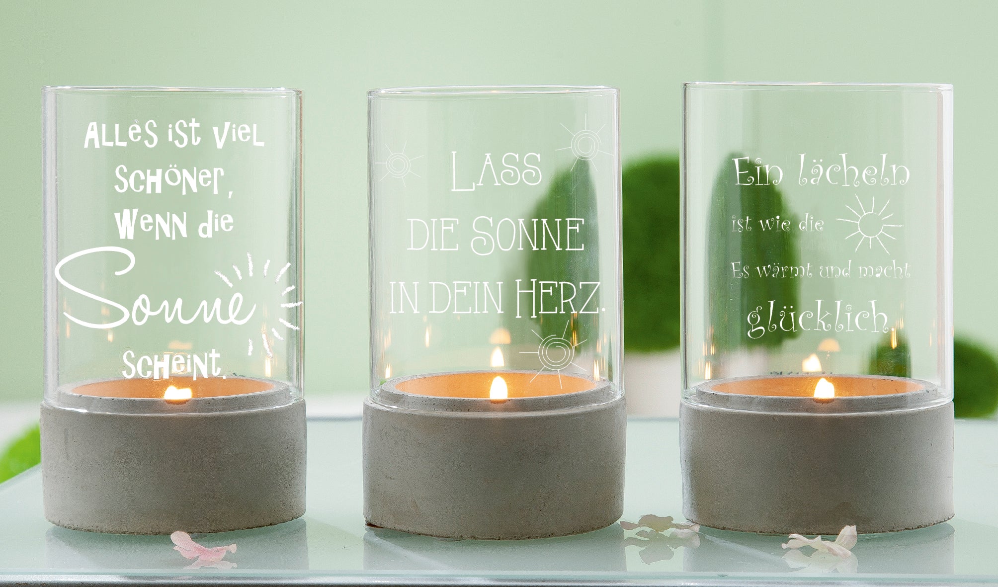 Zement Windlicht Sonne