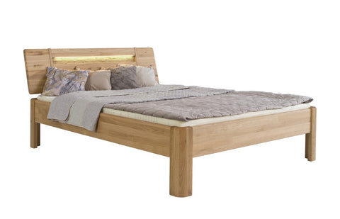 Modernes Designerbett Saint-Luise in Wildeiche mit extravagantem Kopfteil