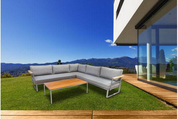Oreo Edelstahl Lounge gross mit Teak Armlehne