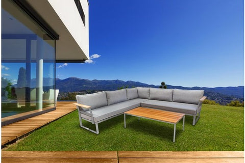 Oreo Edelstahl Lounge gross mit Teak Armlehne
