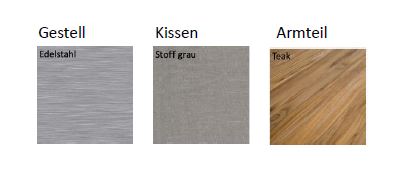 Oreo Edelstahl Lounge gross mit Teak Armlehne