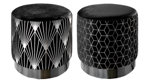 Holz Polsterhocker Black Beauty 2er Set