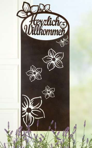 Metall Stecker "Willkommen" 2er Set