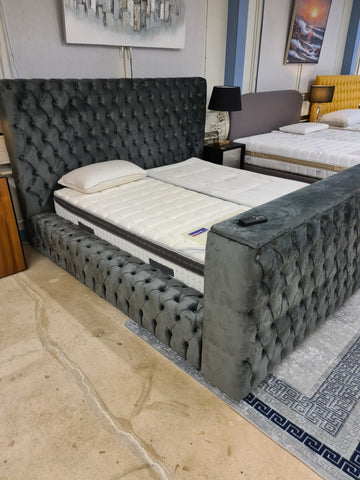 Polster Bett Queen Anthrazit