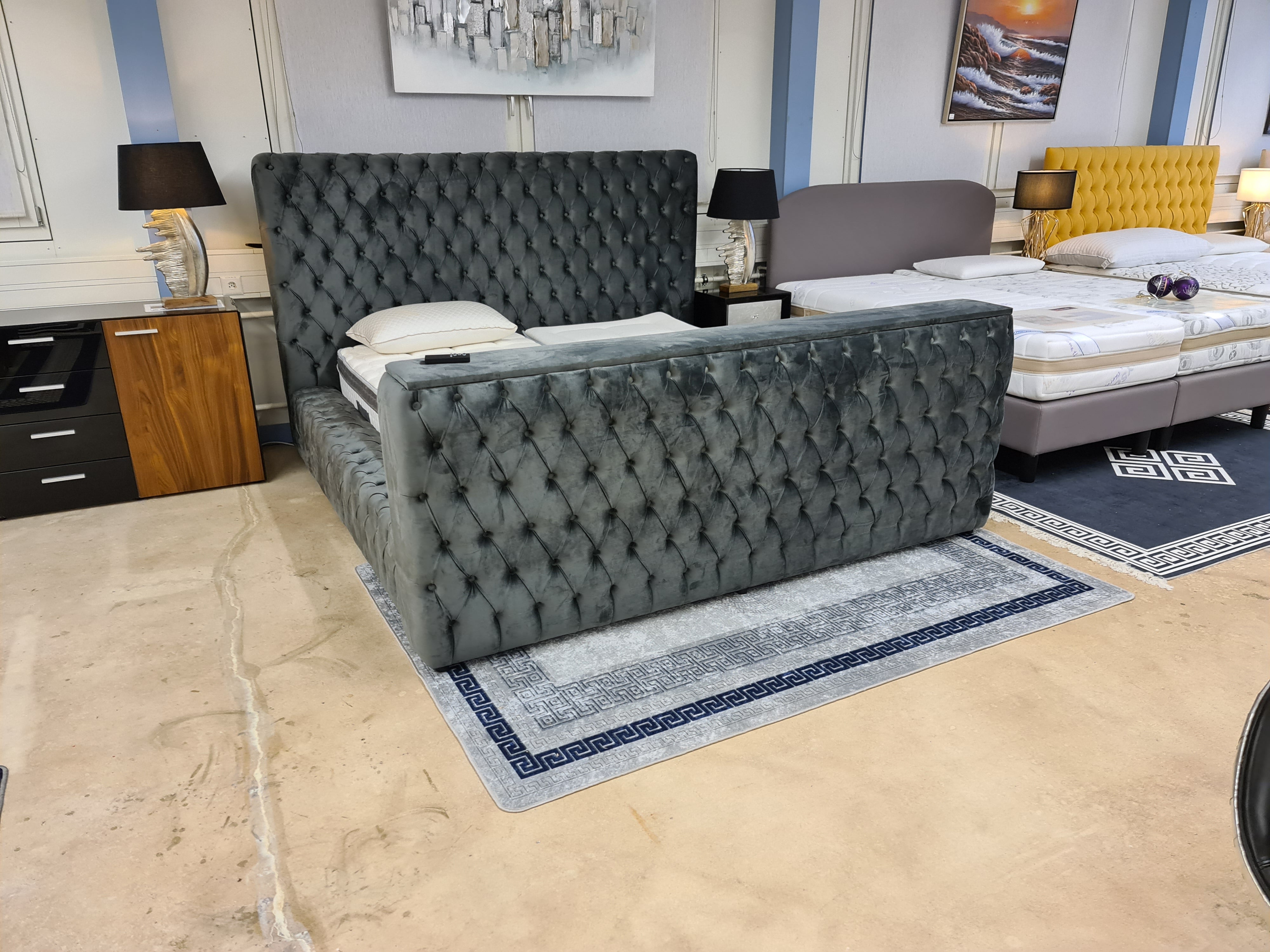 Polster Bett Queen Anthrazit