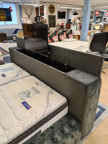 Polster Bett Queen Anthrazit
