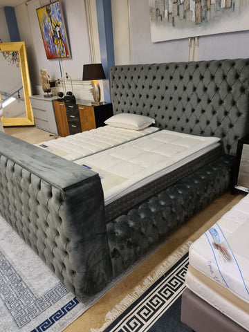Polster Bett Queen Anthrazit