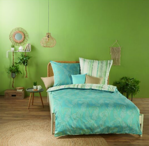 Timna Azur— Satinbettwäsche Set 160x210 + 65x100cm
