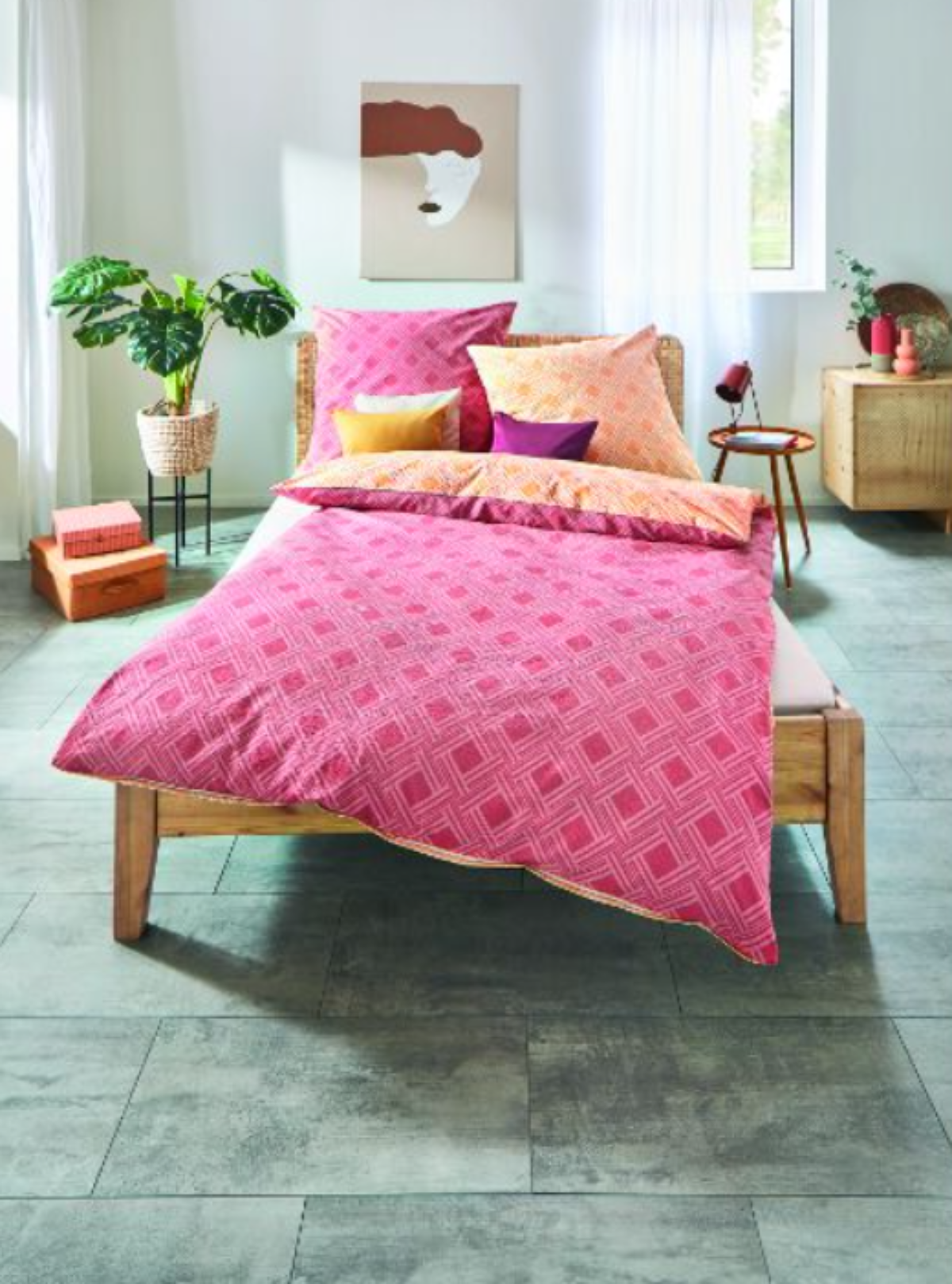 Celine Koralle — Seersuckerbettwäsche Set 160x210 + 65x100cm