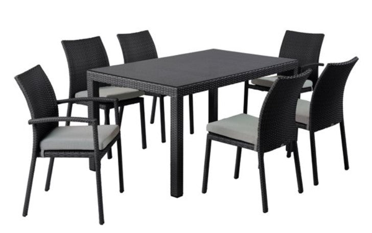 Paula Geflechttisch mit Glasplatte