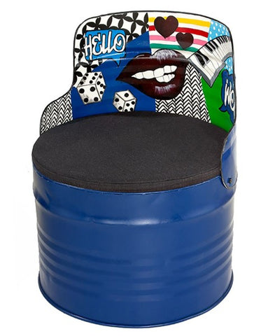 Sitztonne Graffiti blau 4er Set