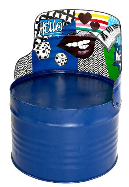 Sitztonne Graffiti blau 4er Set