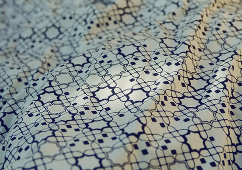 100% Bio-BW Perkal — Marrakech ecru/midnight blue