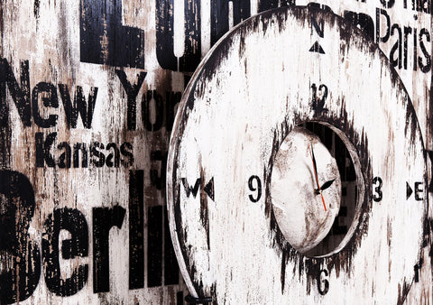 Wandschild mit Uhr Los Angeles