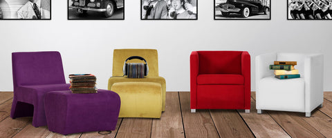 Hollywood Sessel und Hocker Violett
