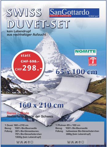 Parure de couette en duvet suisse avec oreiller