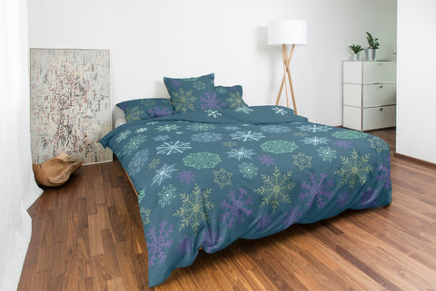 Literie en satin flocons de neige