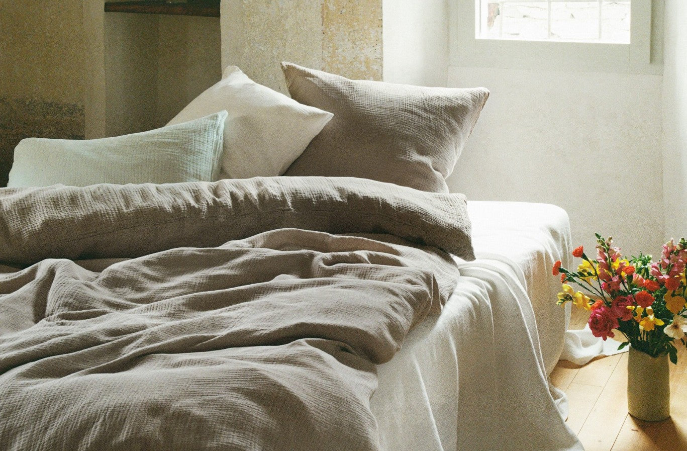 Musselin Bettwäsche Ibiza taupe