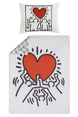 Satin Bettwäsche Keith Haring Love