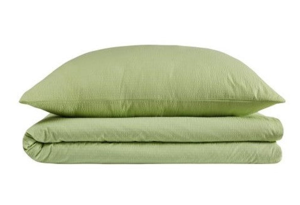 Parure de lit seersucker vert uni