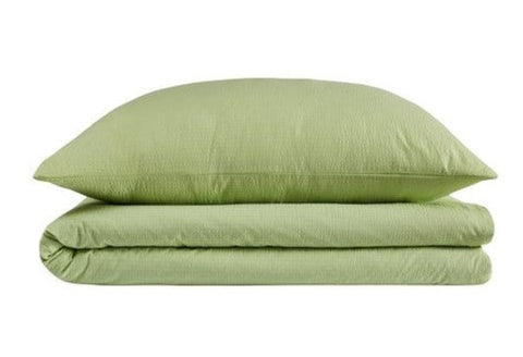 Parure de lit seersucker vert uni