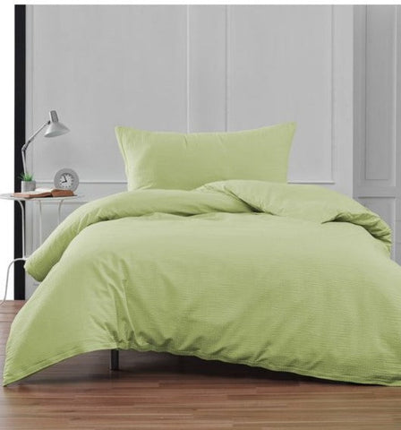 Parure de lit seersucker vert uni