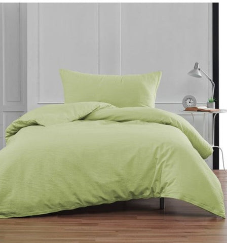 Parure de lit seersucker vert uni