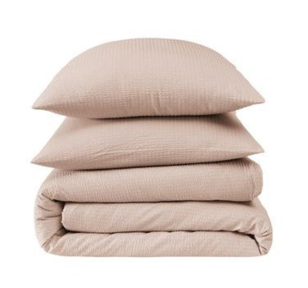 Seersucker Bedding Set Latte Uni