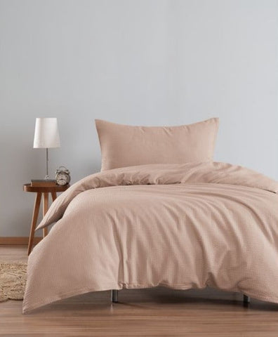 Seersucker Bedding Set Latte Uni