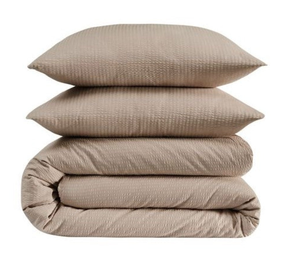 Seersucker Bedding Set Taupe Uni