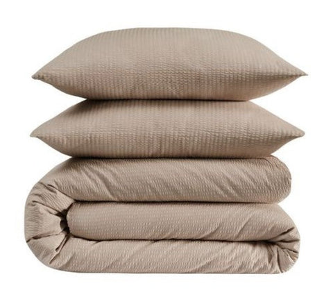 Seersucker Bedding Set Taupe Uni