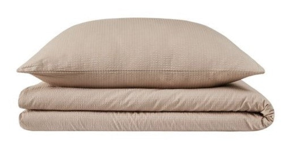 Seersucker Bedding Set Taupe Uni