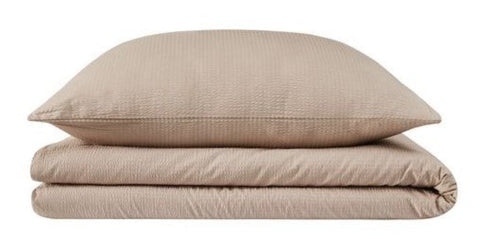 Seersucker Bedding Set Taupe Uni