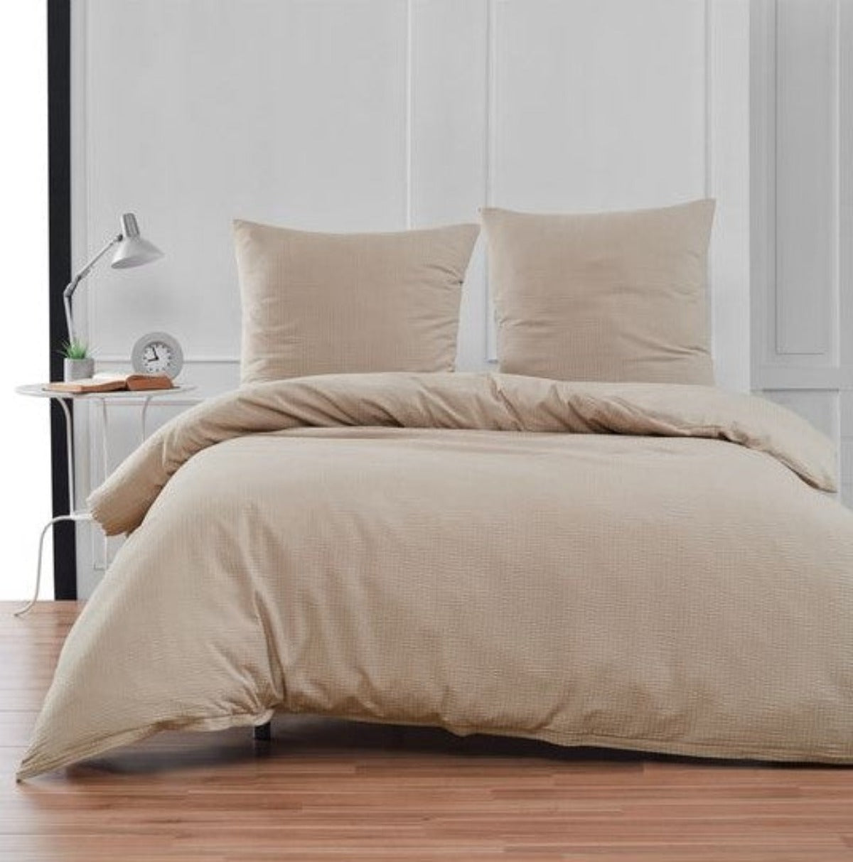 Seersucker Bedding Set Taupe Uni