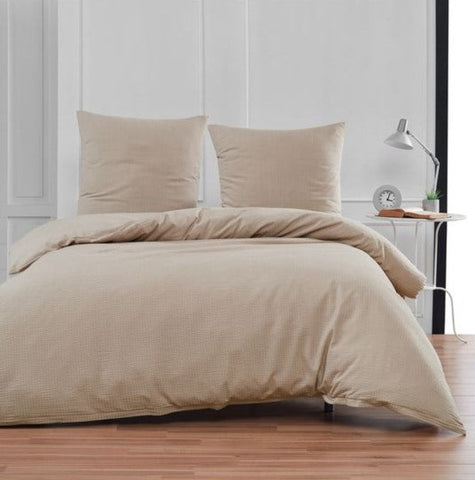 Seersucker Bedding Set Taupe Uni