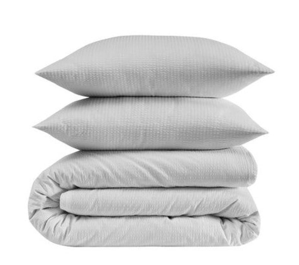 Seersucker Bedding Set White Uni