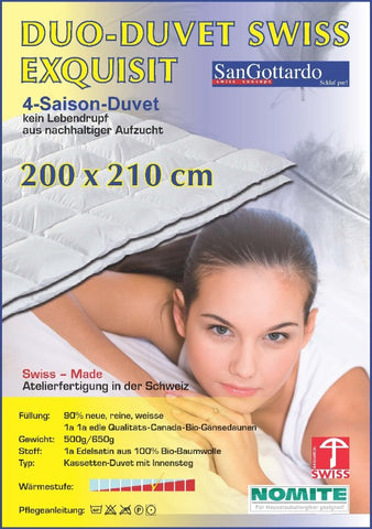 Swiss Exquisit Duo-Daunen-Duvet San Gottardo